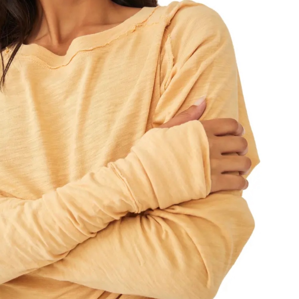 Free People We The Free Arden long sleeve T-shirt in color velvet sand size M